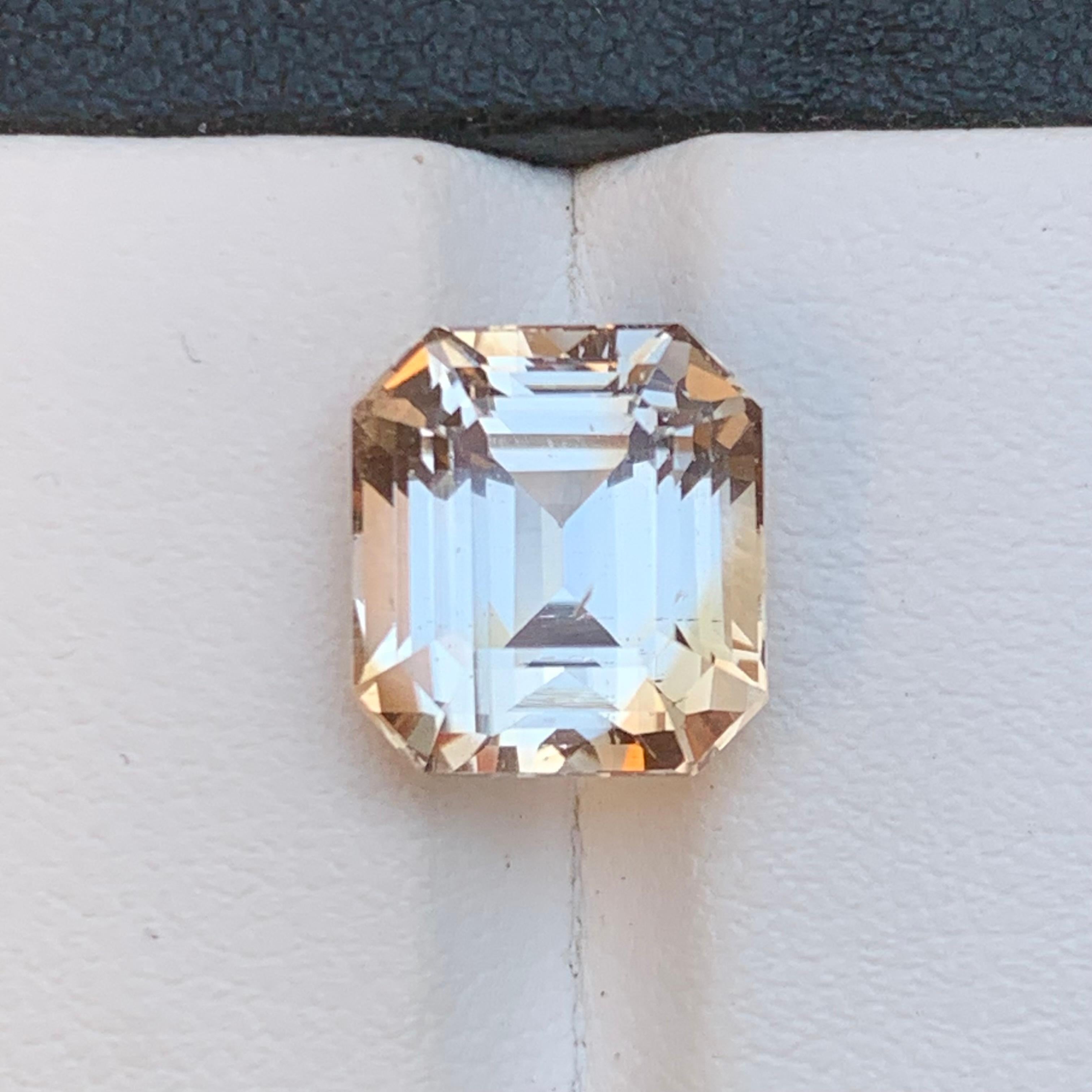 Light Golden Natural Topaz Ring, Anhänger Loser Edelstein 7.80 Ct Step Emerald Cut für Damen oder Herren im Angebot