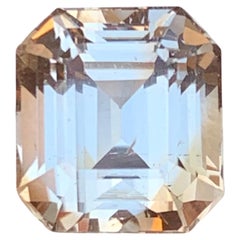 Light Golden Natural Topaz Ring, Anhänger Loser Edelstein 7.80 Ct Step Emerald Cut