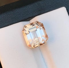 Light Golden Natural Topaz Ring, Anhänger Loser Edelstein 7.95 Ct Step Emerald Cut