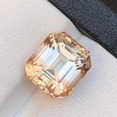 Light Golden Natural Topaz Ring, Anhänger Loser Edelstein 7.95 Ct Step Emerald Cut