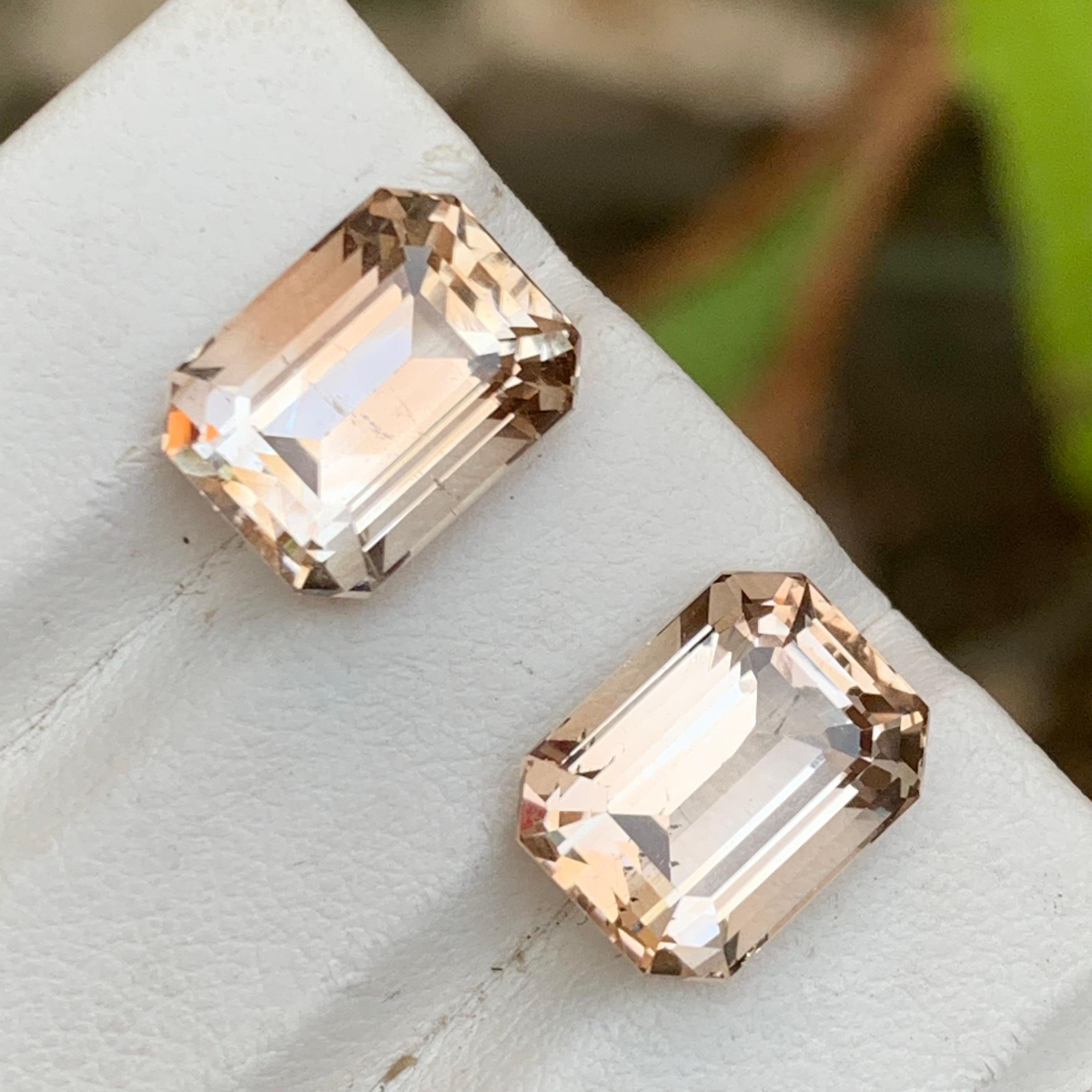 Light Golden Topaz 15.78 Natürliche lose Edelsteine Paar Smaragdschliff für Ohrringe im Angebot 5