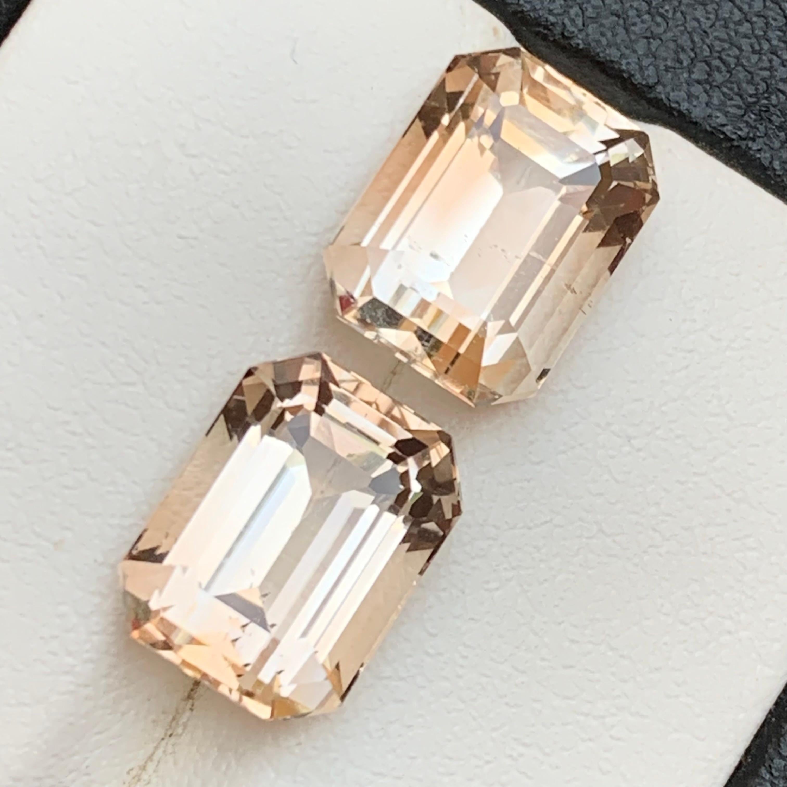 Light Golden Topaz 15.78 Natürliche lose Edelsteine Paar Smaragdschliff für Ohrringe im Angebot 6