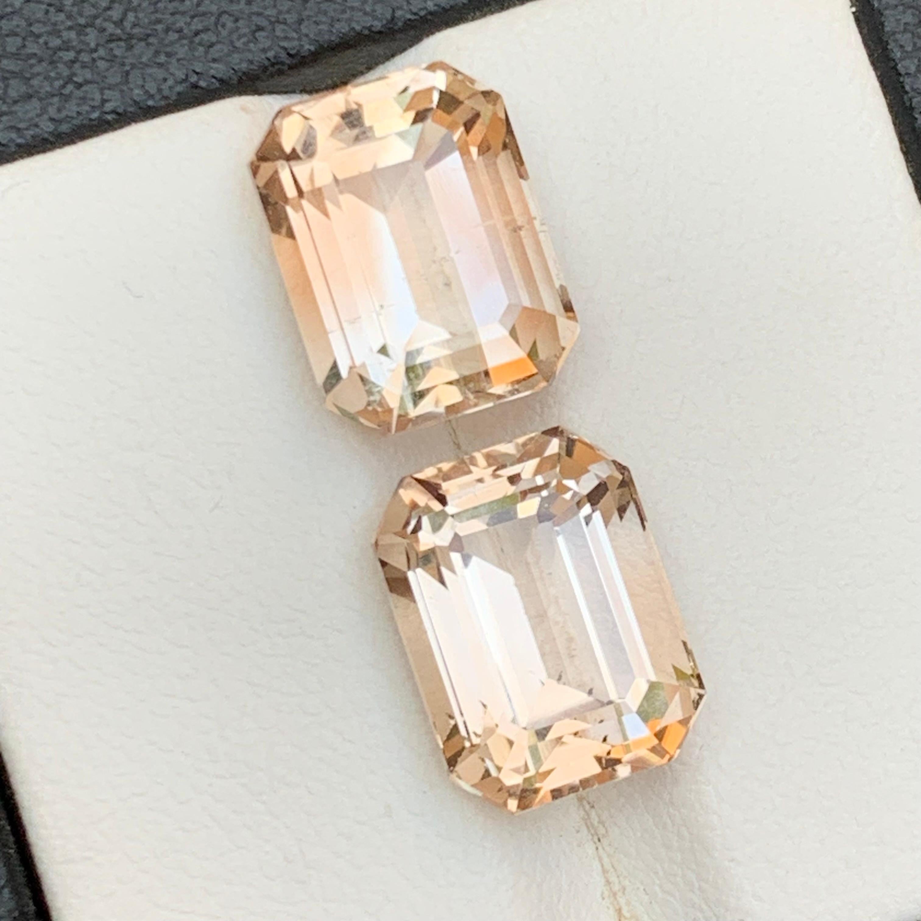 Light Golden Topaz 15.78 Natürliche lose Edelsteine Paar Smaragdschliff für Ohrringe im Angebot 7