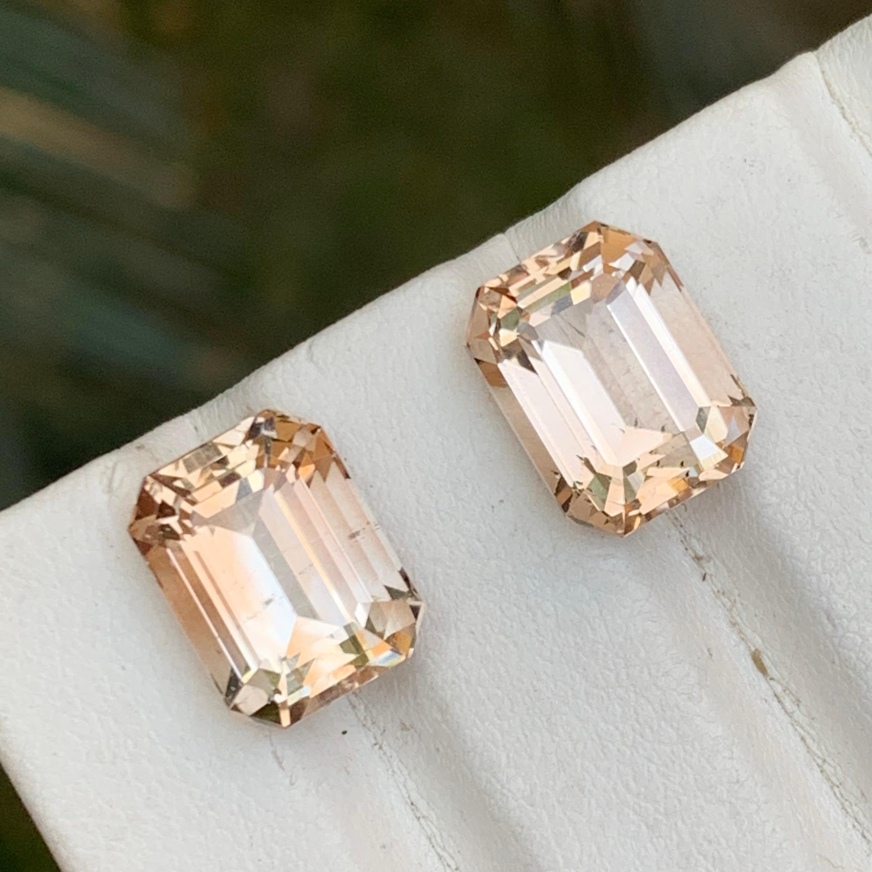 Light Golden Topaz 15.78 Natürliche lose Edelsteine Paar Smaragdschliff für Ohrringe im Angebot 3