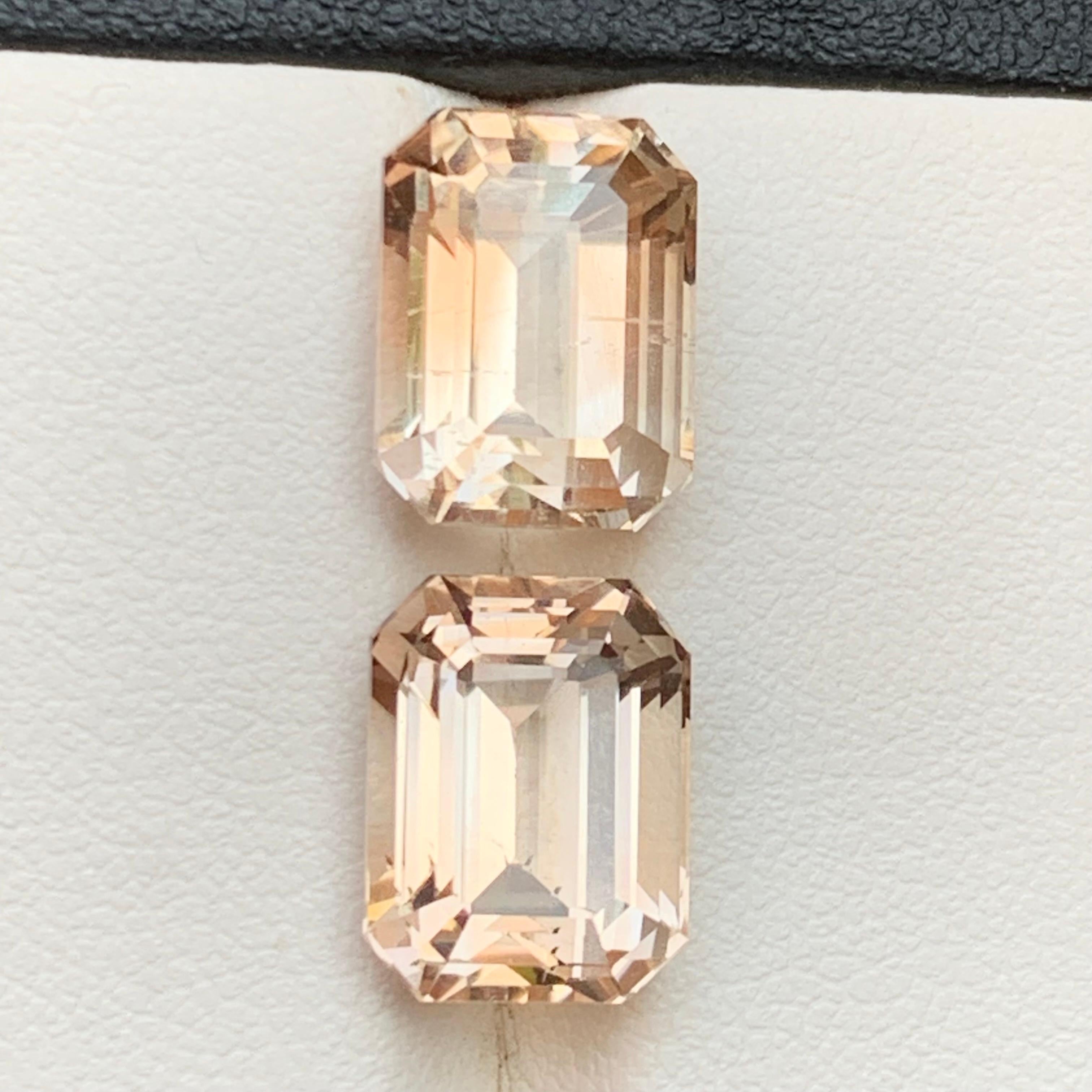 Light Golden Topaz 15.78 Natürliche lose Edelsteine Paar Smaragdschliff für Ohrringe im Angebot 4