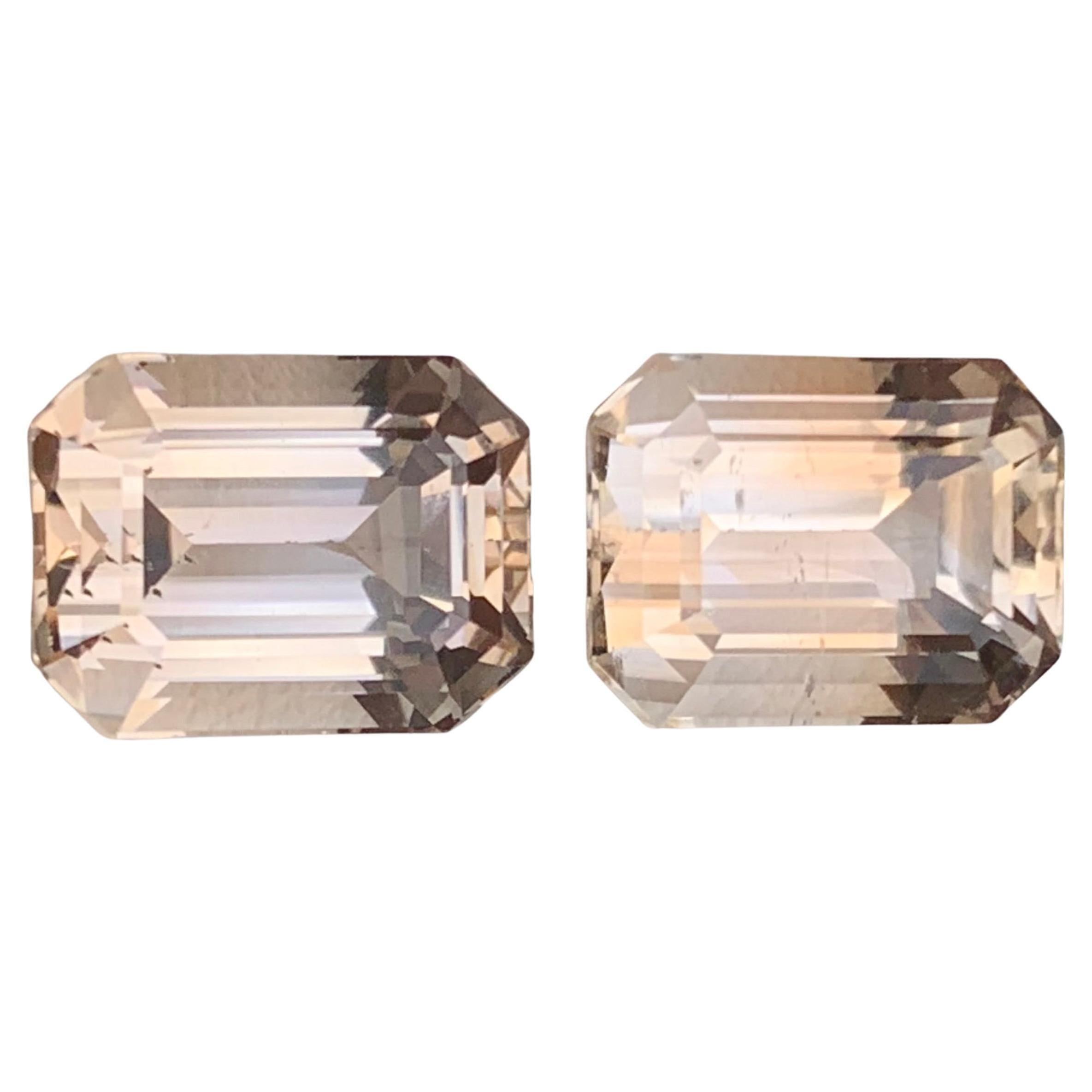 Topazio dorato chiaro 15,78 Nature Gemme sciolte Coppia Taglio Smeraldo per Orecchini