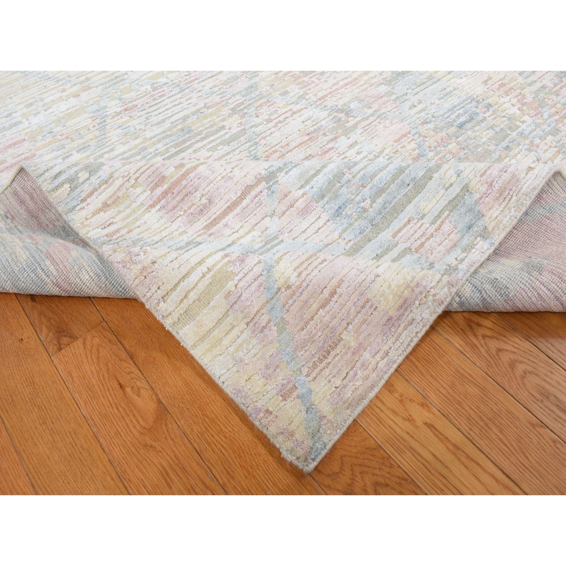 Noué à la main Tapis oriental clair Goldenrod jaune à motif treillis noué à la main en vente