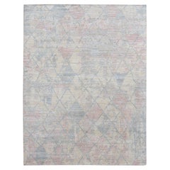 Light Goldenrod Yellow Trellis Design Wool-Pure Silk Hand Knotted Oriental Rug