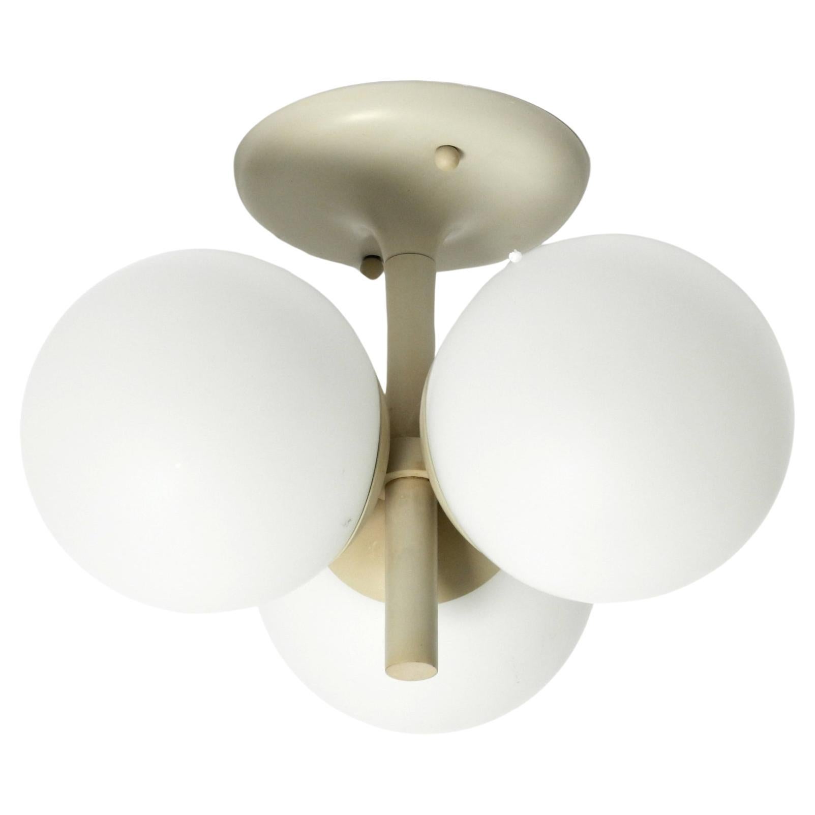 Light gray 1960s Space Age Kaiser Leuchten metal ceiling lamps with 3 glass ball For Sale
