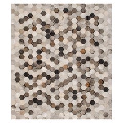 Alfombra de piel de vaca Angulo gris claro y gris oscuro personalizable grande