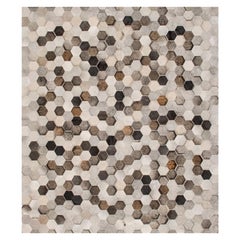 Light Gray and Dark Gray Customizable Angulo Cowhide Area Floor Rug Large