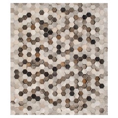 Light Gray and Dark Gray Customizable Angulo Cowhide Area Floor Rug Medium