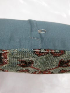 Zabihi Collection Light Gray Blue Red Worn Caucasian Rug Square Rug Pillow