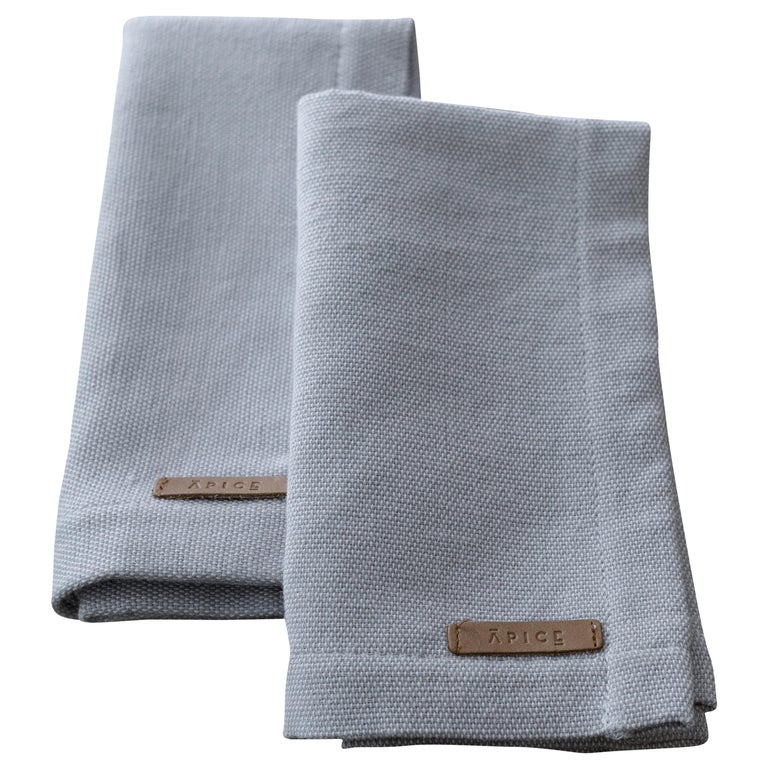 Light Gray Color Cotton Napkins Set For Sale at 1stDibs