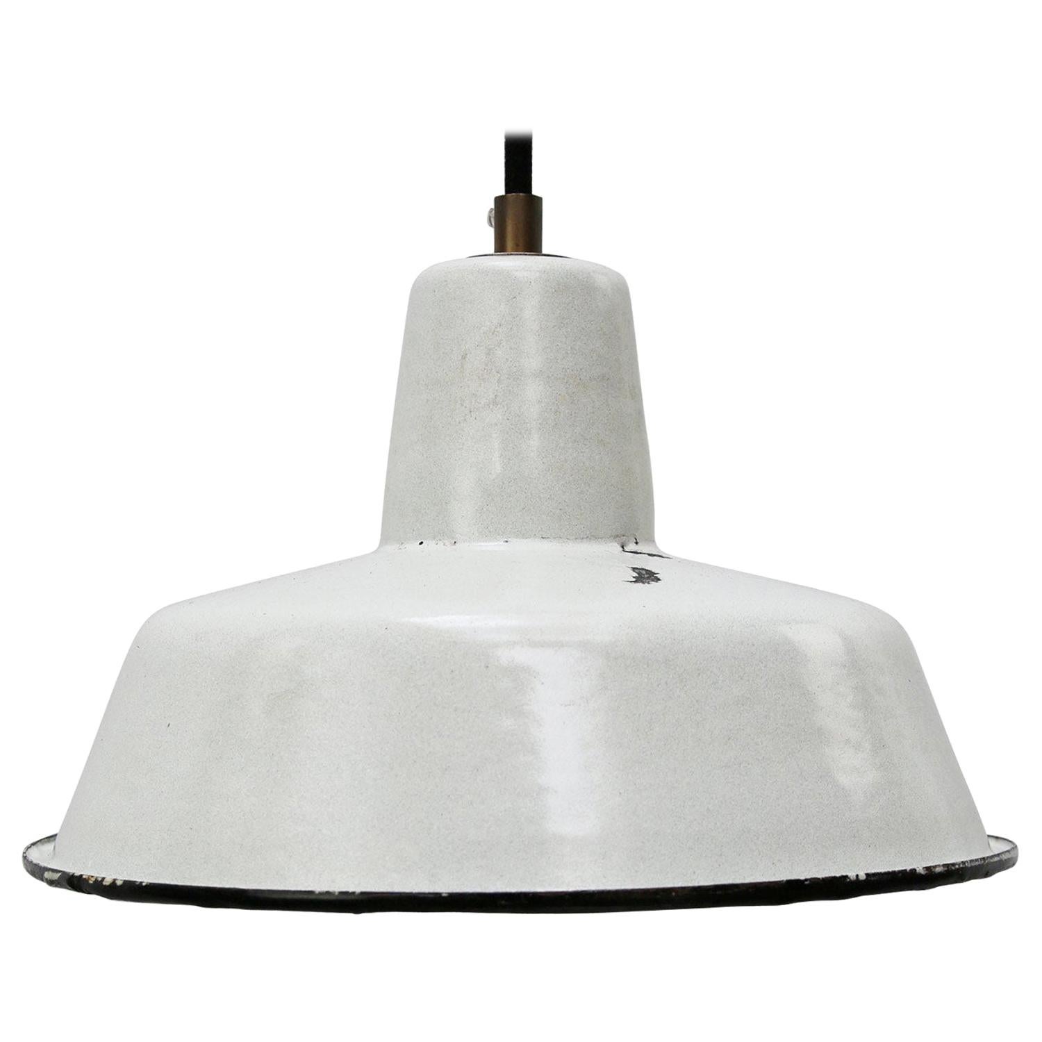 Light Gray Enamel Vintage Industrial Factory Pendant Light