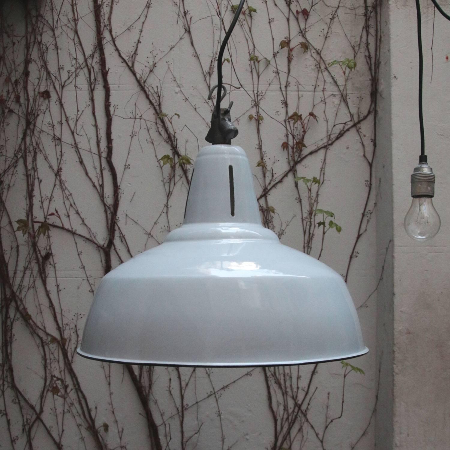 20th Century Light Gray Enamel Vintage Industrial Philips Hanging Lamp