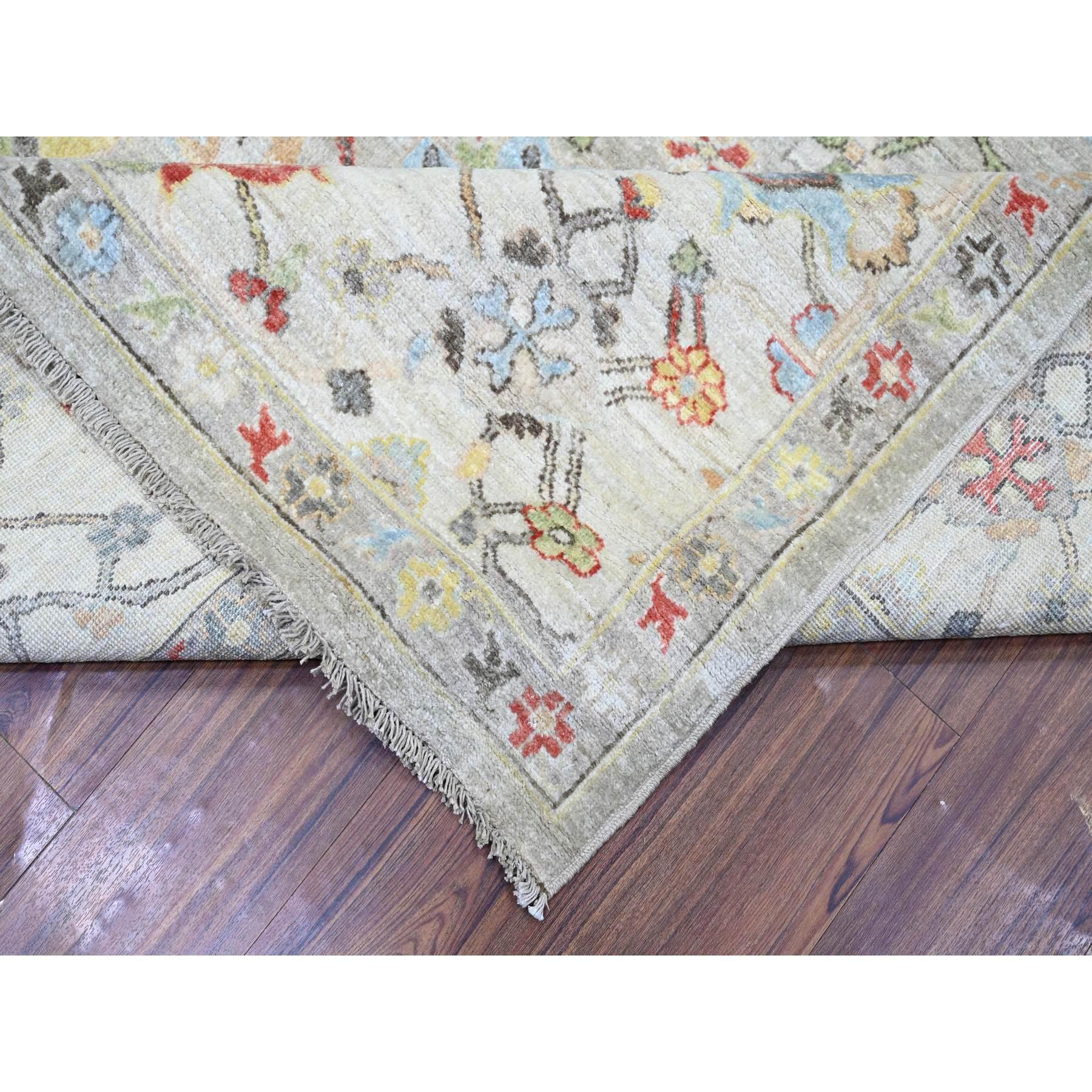 XXIe siècle et contemporain Lights Light Gray Extra Soft Wool Hand Knotsted Finer Peshawar Oriental Rug 8'0