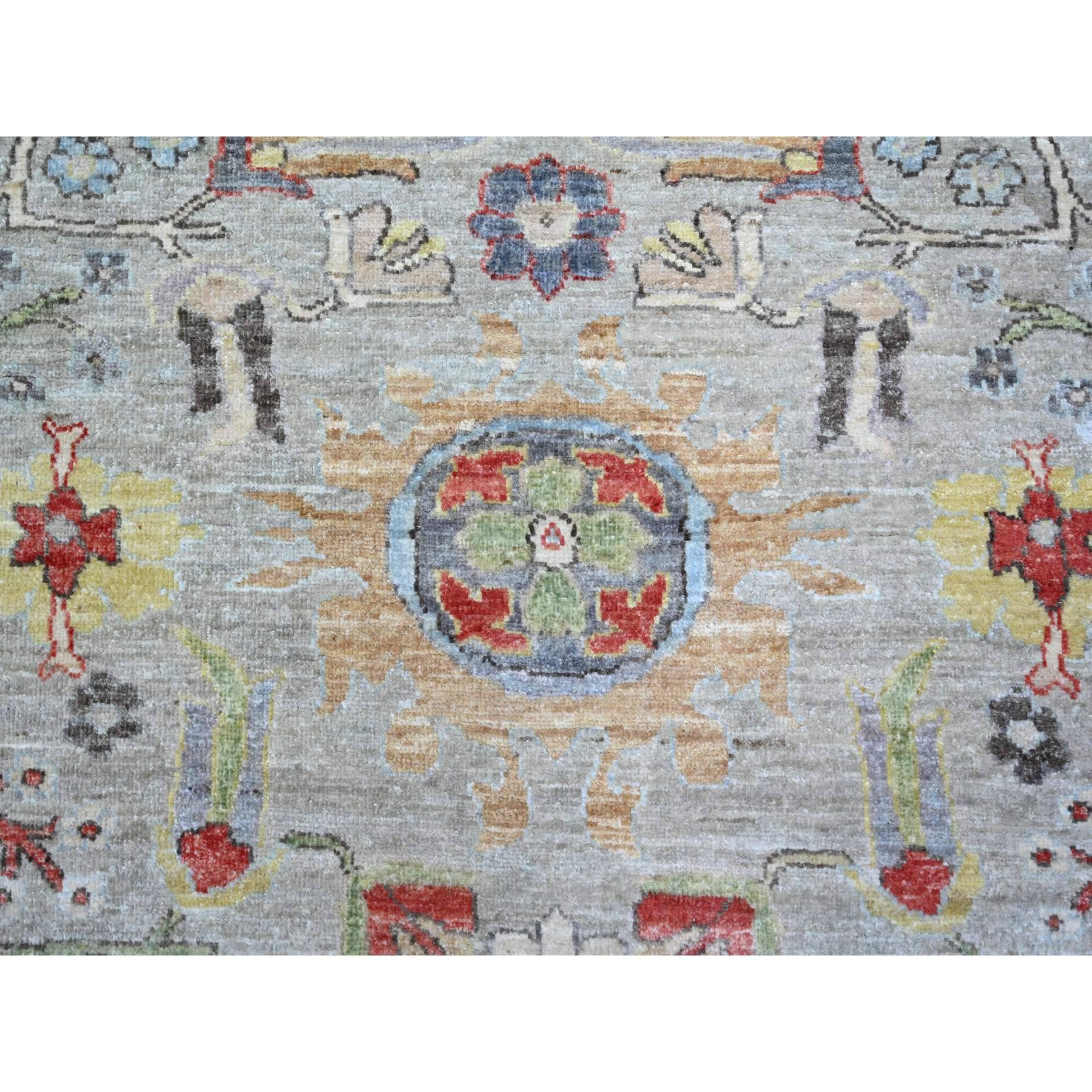 Lights Light Gray Extra Soft Wool Hand Knotsted Finer Peshawar Oriental Rug 8'0