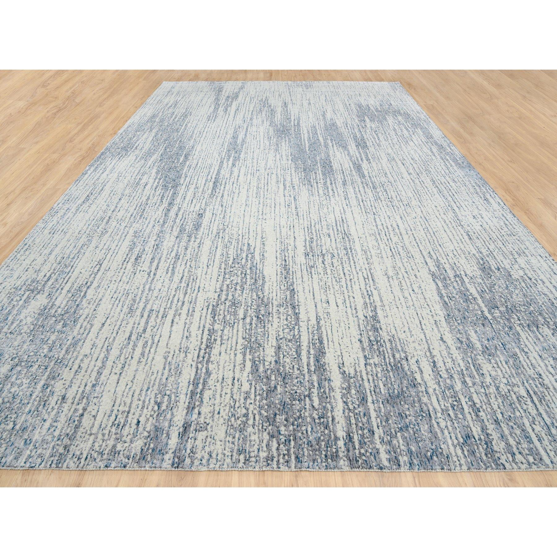 Moderno Tappeto orientale XL grigio chiaro in lana e seta tessuta a mano 12' x 18' in vendita