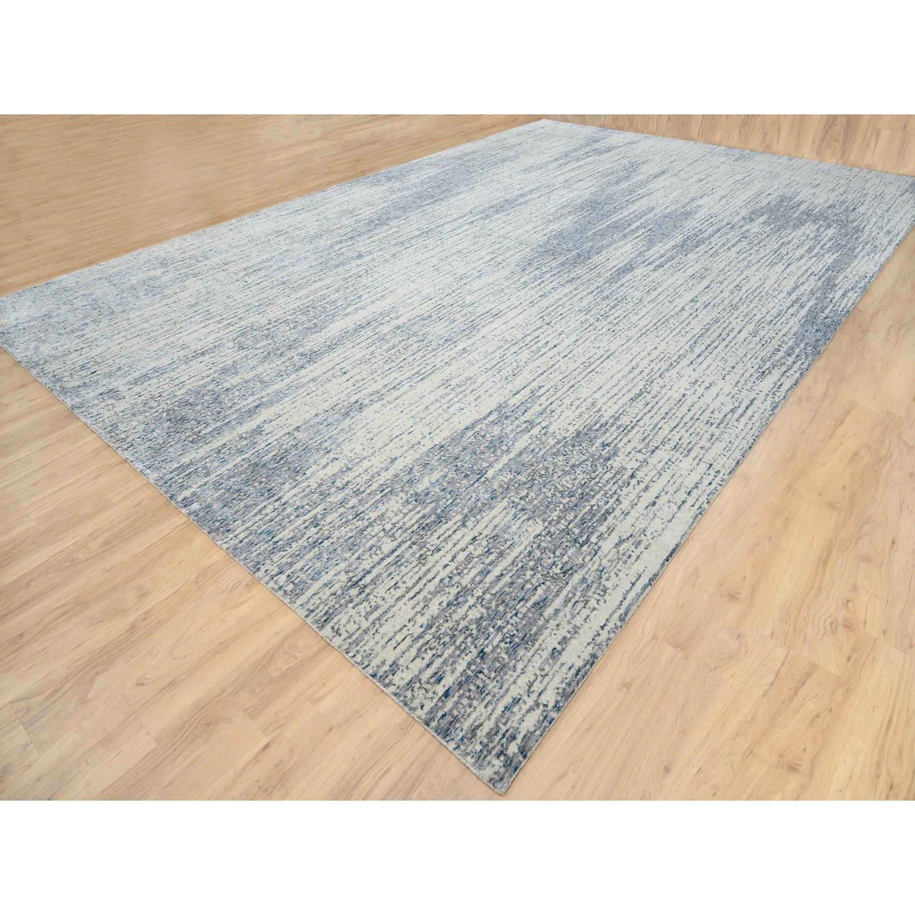 Indiano Tappeto orientale XL grigio chiaro in lana e seta tessuta a mano 12' x 18' in vendita
