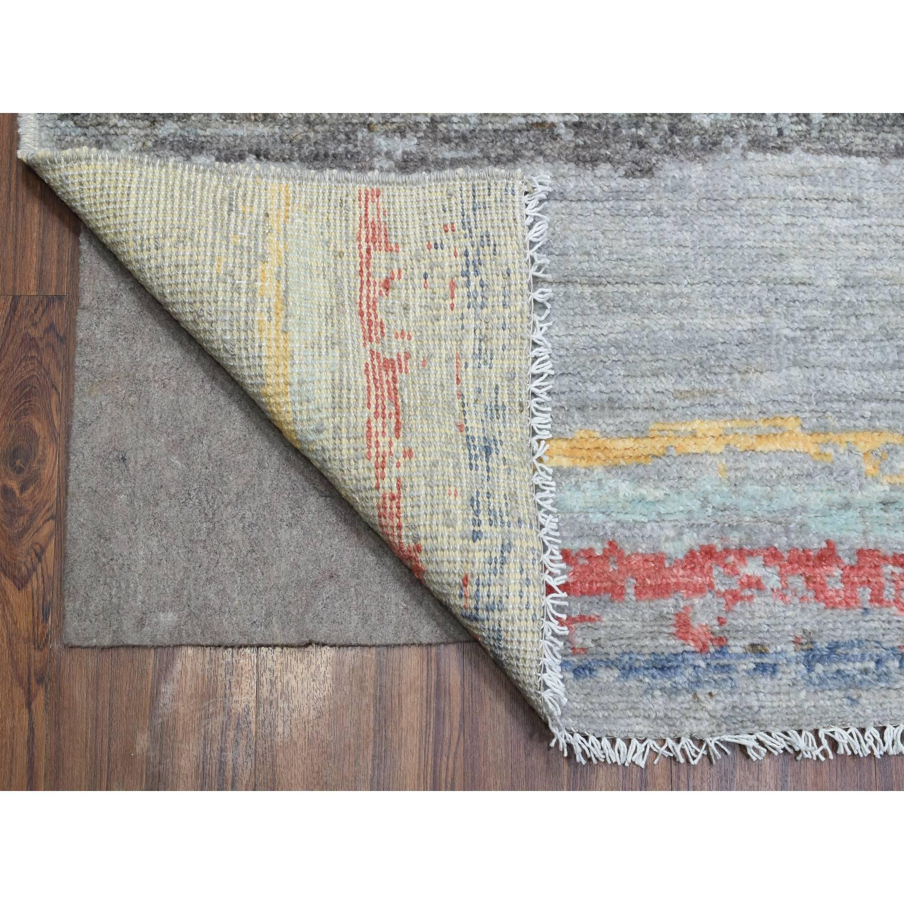 Hand-Knotted Light Gray Hand Knotted Boujaad Moroccan Berber Design Soft Wool Rug 10' x 13'9