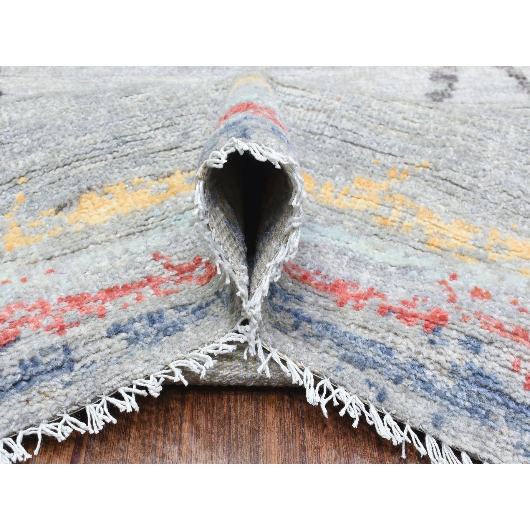 Light Gray Hand Knotted Boujaad Moroccan Berber Design Soft Wool Rug 10' x 13'9
