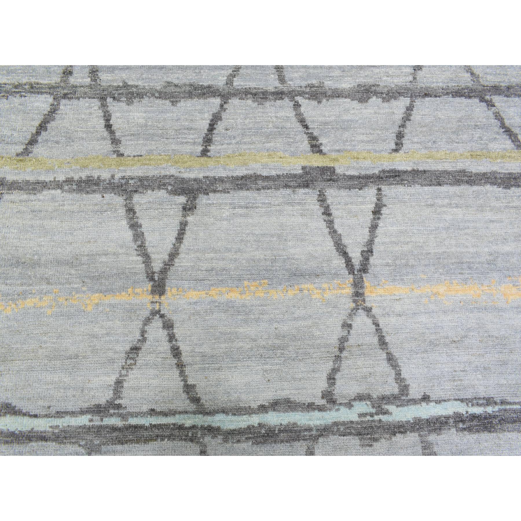 Light Gray Hand Knotted Boujaad Moroccan Berber Design Soft Wool Rug 10' x 13'9