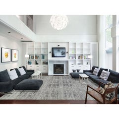 Light Gray Hand Knotted Modern Design Natural Wool Oversized Rug 12'0" x 18'3"