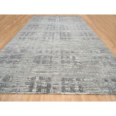 Light Gray Hand Knotted Modern Design Natural Wool Oversized Rug 12'0" x 18'3"