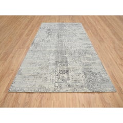 Light Gray Hand Knotted Wool Modern Design Gallery Size Runner Rug 6'0" x 11'10"