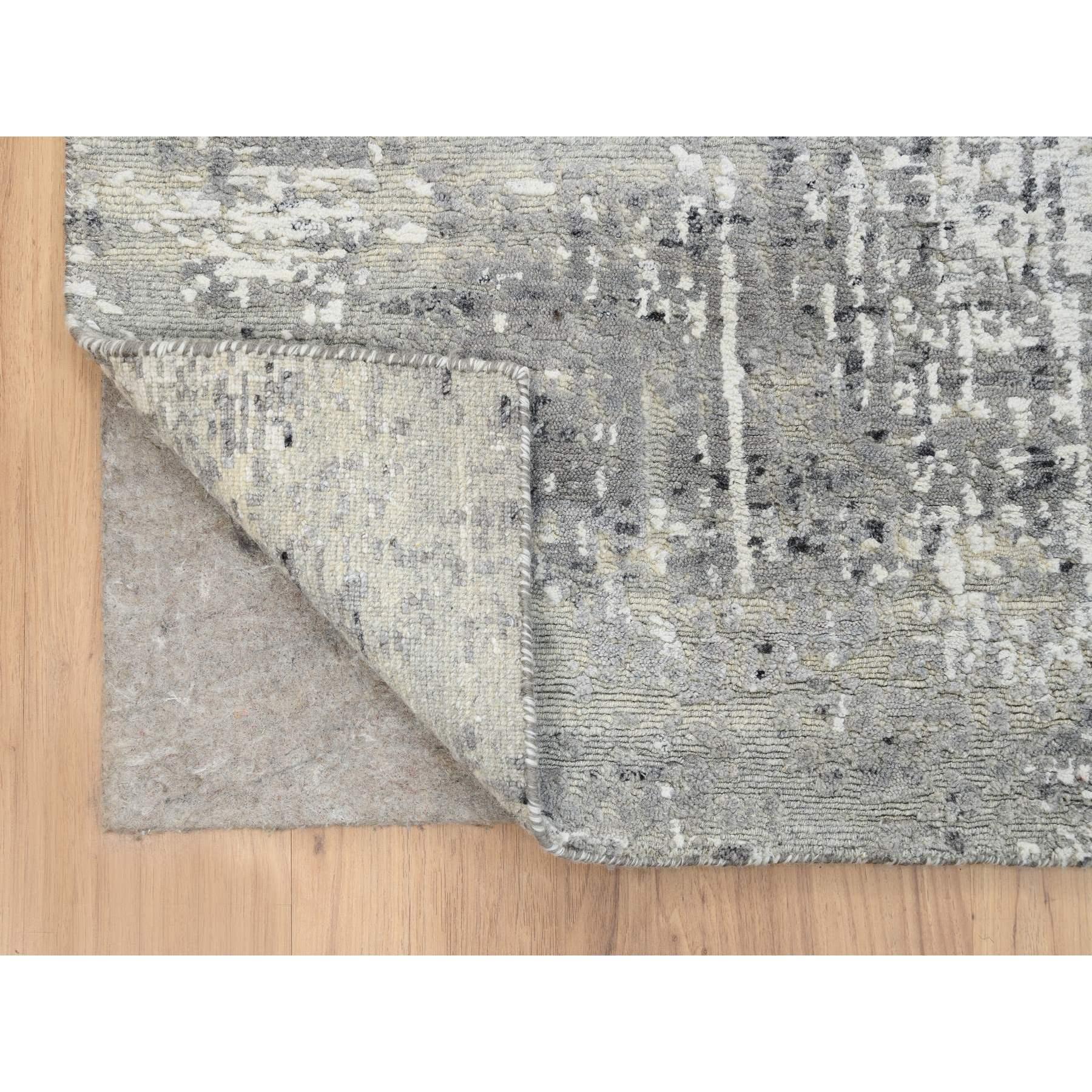 Annodato a mano Tappeto Runner Grigio Chiaro in Lana Annodata a Mano dal Design Moderno (a) Gallery 6'0