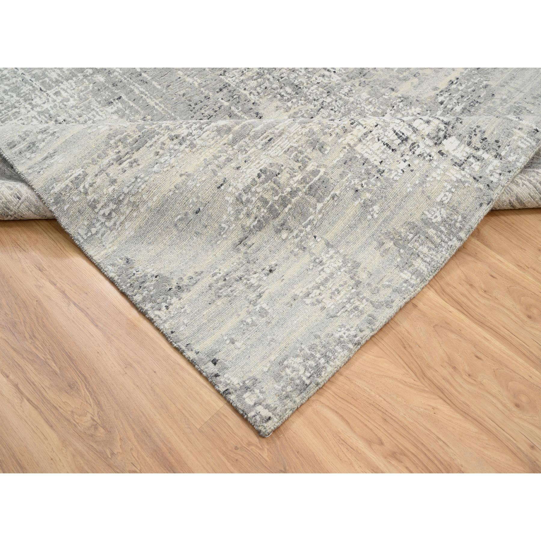 XXI secolo e contemporaneo Tappeto Runner Grigio Chiaro in Lana Annodata a Mano dal Design Moderno (a) Gallery 6'0