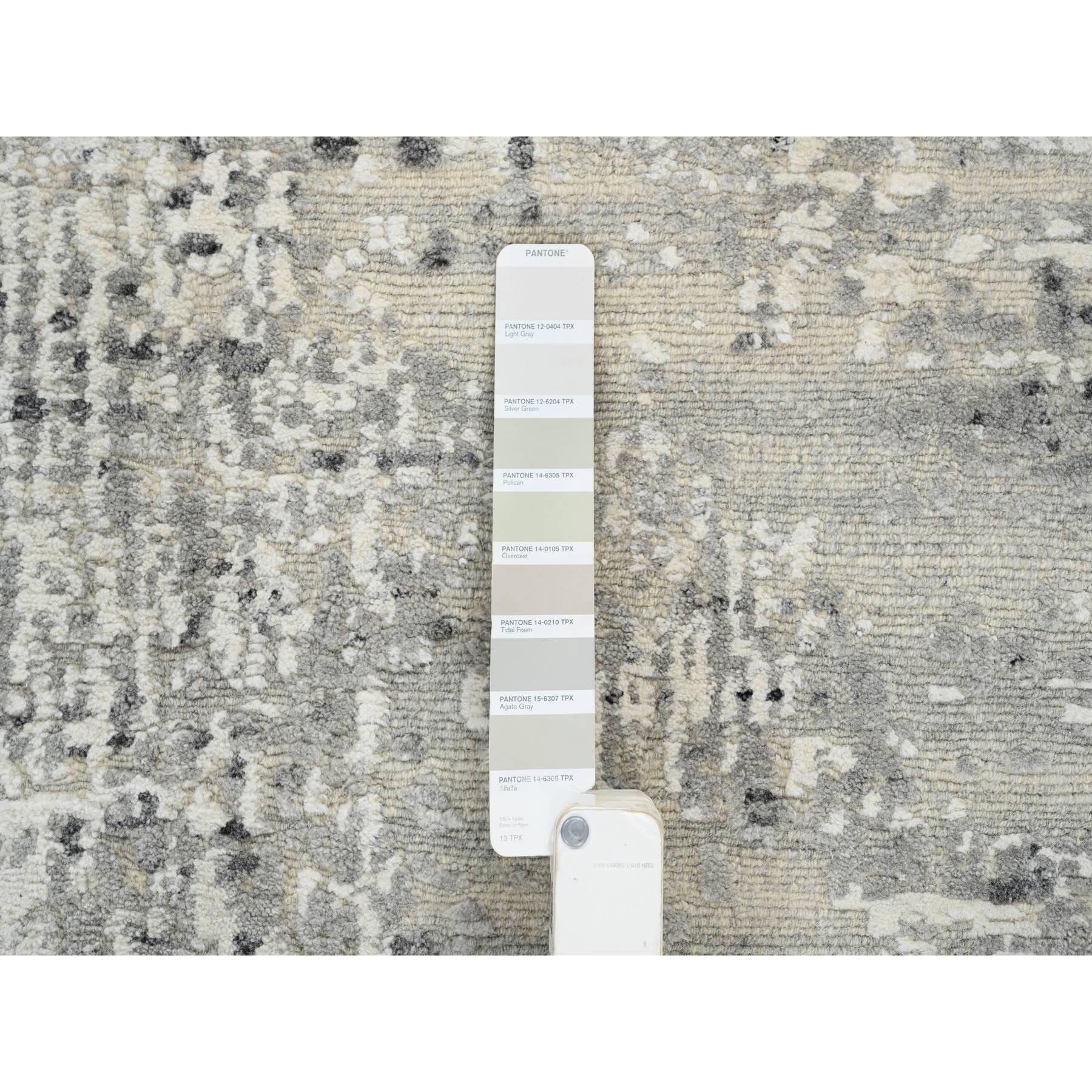 Tappeto Runner Grigio Chiaro in Lana Annodata a Mano dal Design Moderno (a) Gallery 6'0