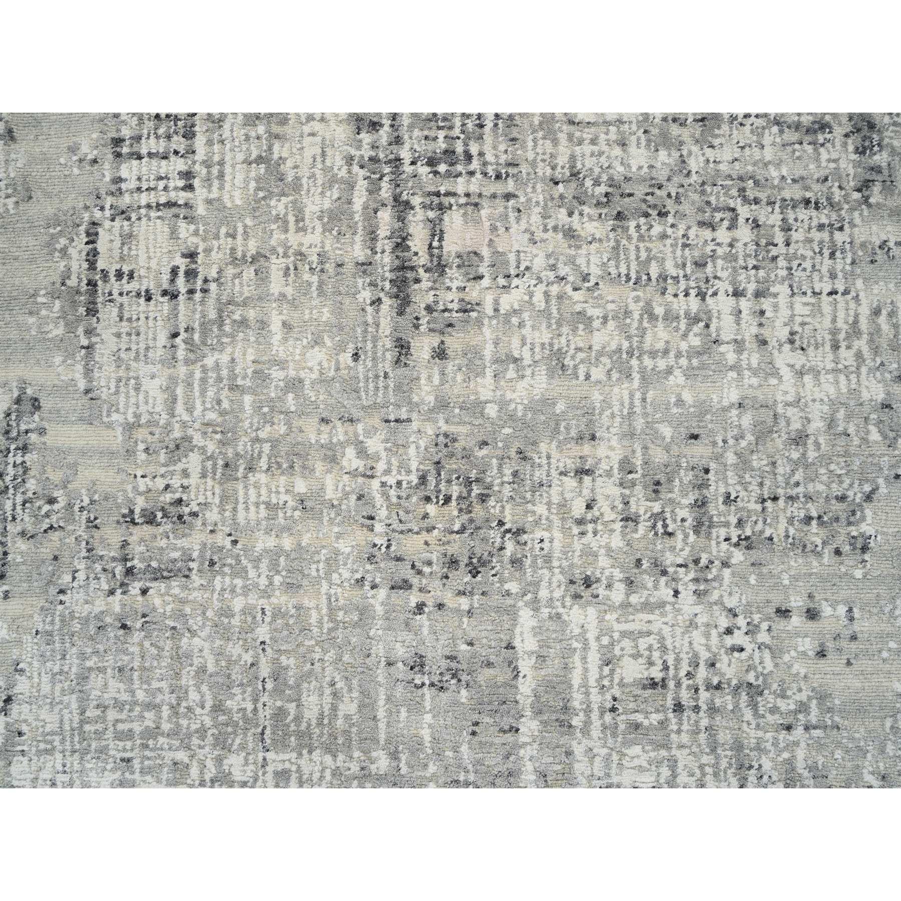 Tappeto Runner Grigio Chiaro in Lana Annodata a Mano dal Design Moderno (a) Gallery 6'0