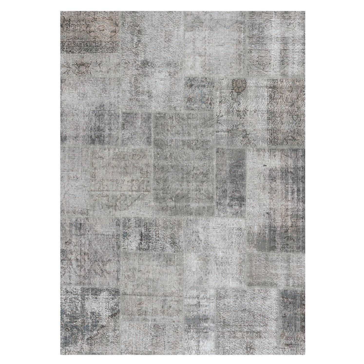 Alfombra rectangular tejida a mano neutra gris claro L16 Patchwork 400 by Mohebban