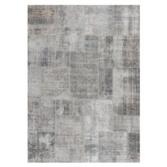 Alfombra rectangular tejida a mano neutra gris claro L16 Patchwork 400 by Mohebban