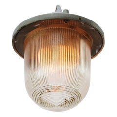 Light Gray Metal Vintage Industrial Striped Glass Hanging Lamps Pendants