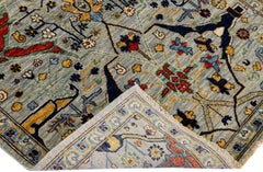 Light Gray Modern Bidjar Style Handmade Designed Wool Rug