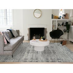 Light Gray Modern Design Natural Wool Hand Knotted Oriental Rug 9'2" x 11'10"