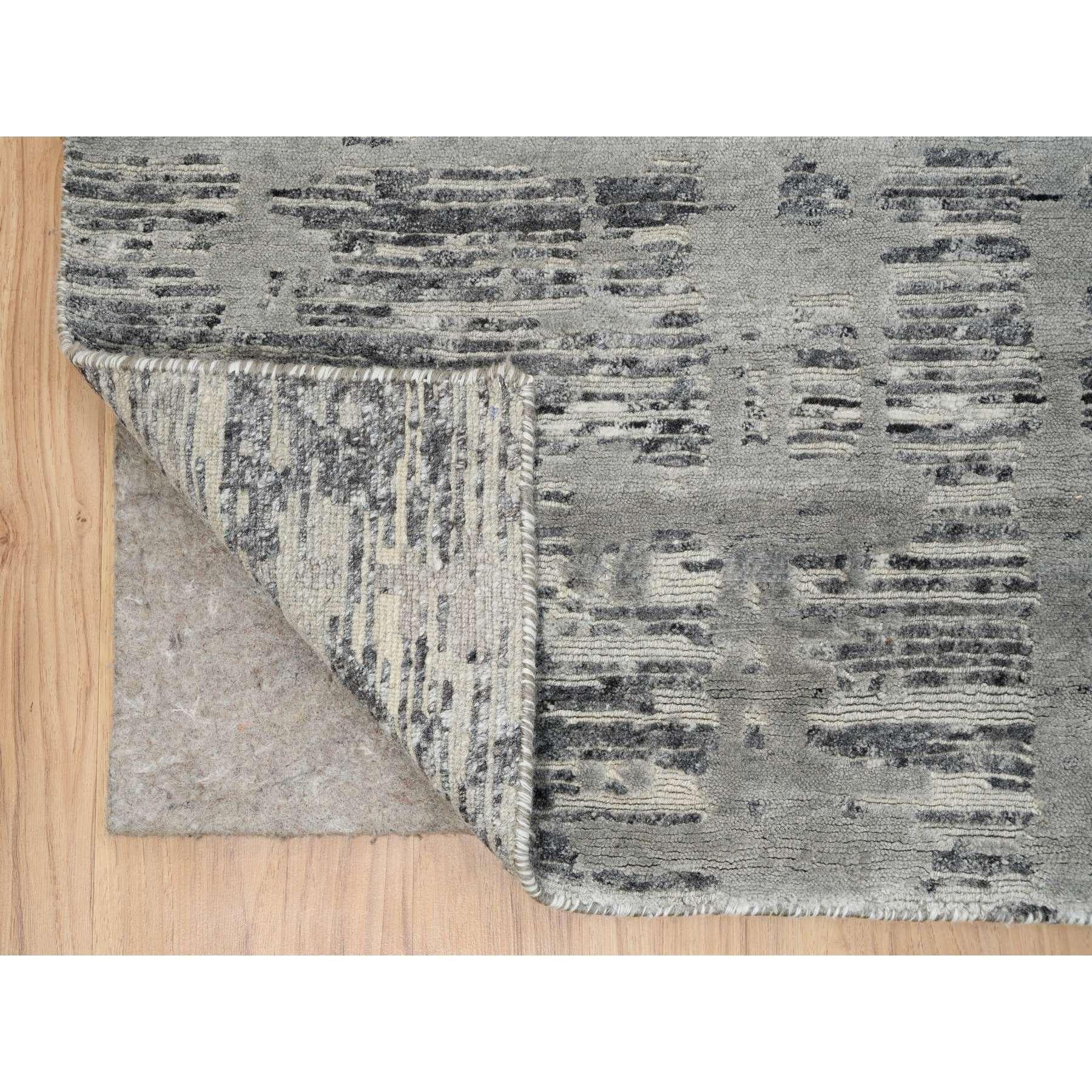 Annodato a mano Tappeto orientale grigio chiaro dal design moderno in lana naturale annodato a mano 9'2