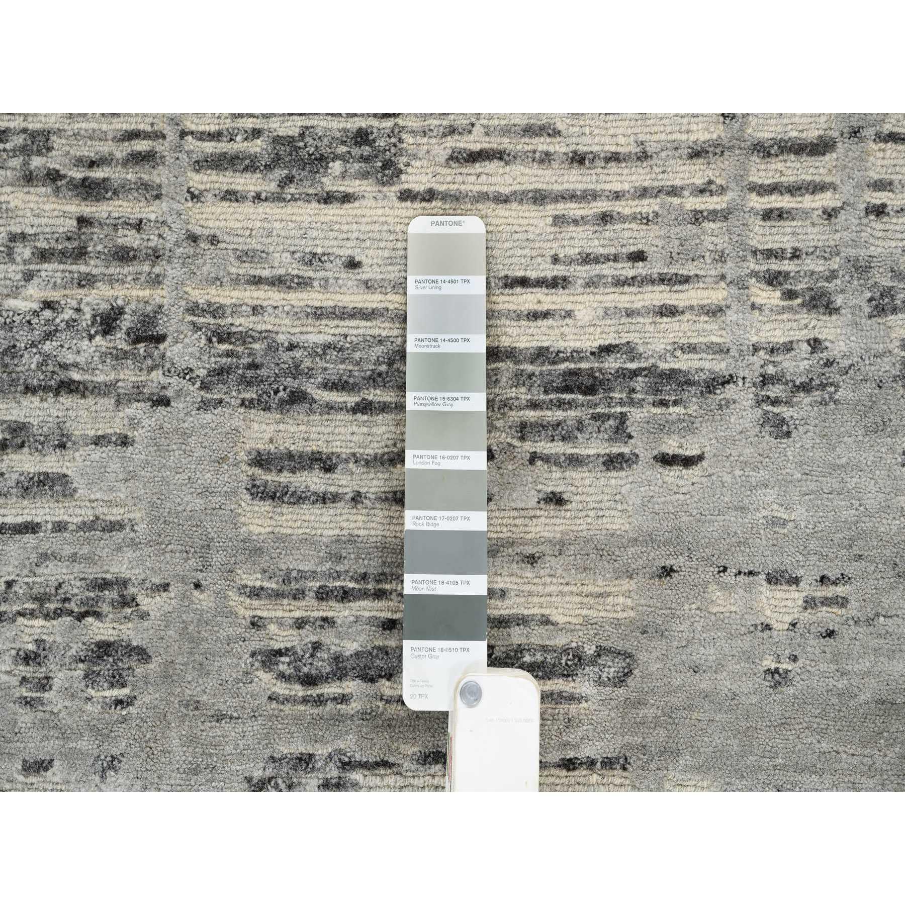 Lana Tappeto orientale grigio chiaro dal design moderno in lana naturale annodato a mano 9'2