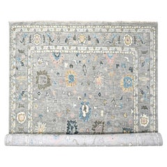 Light Gray Oushak Design Pure Wool Hand Knotted Oriental Rug 12'0" x 17'10"