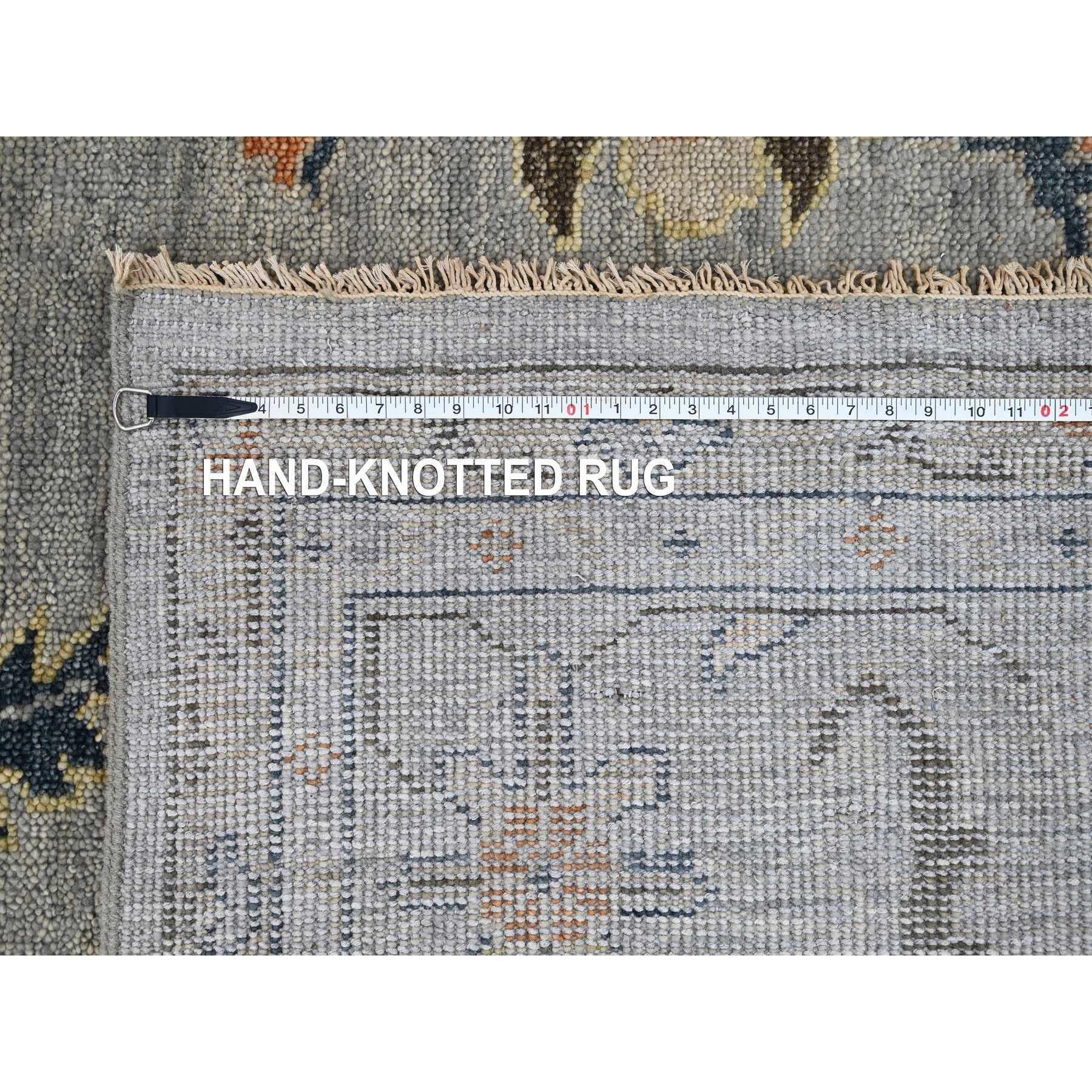 Hellgrau Oushak Design reine Wolle handgeknüpft überdimensioniert Teppich 14'0