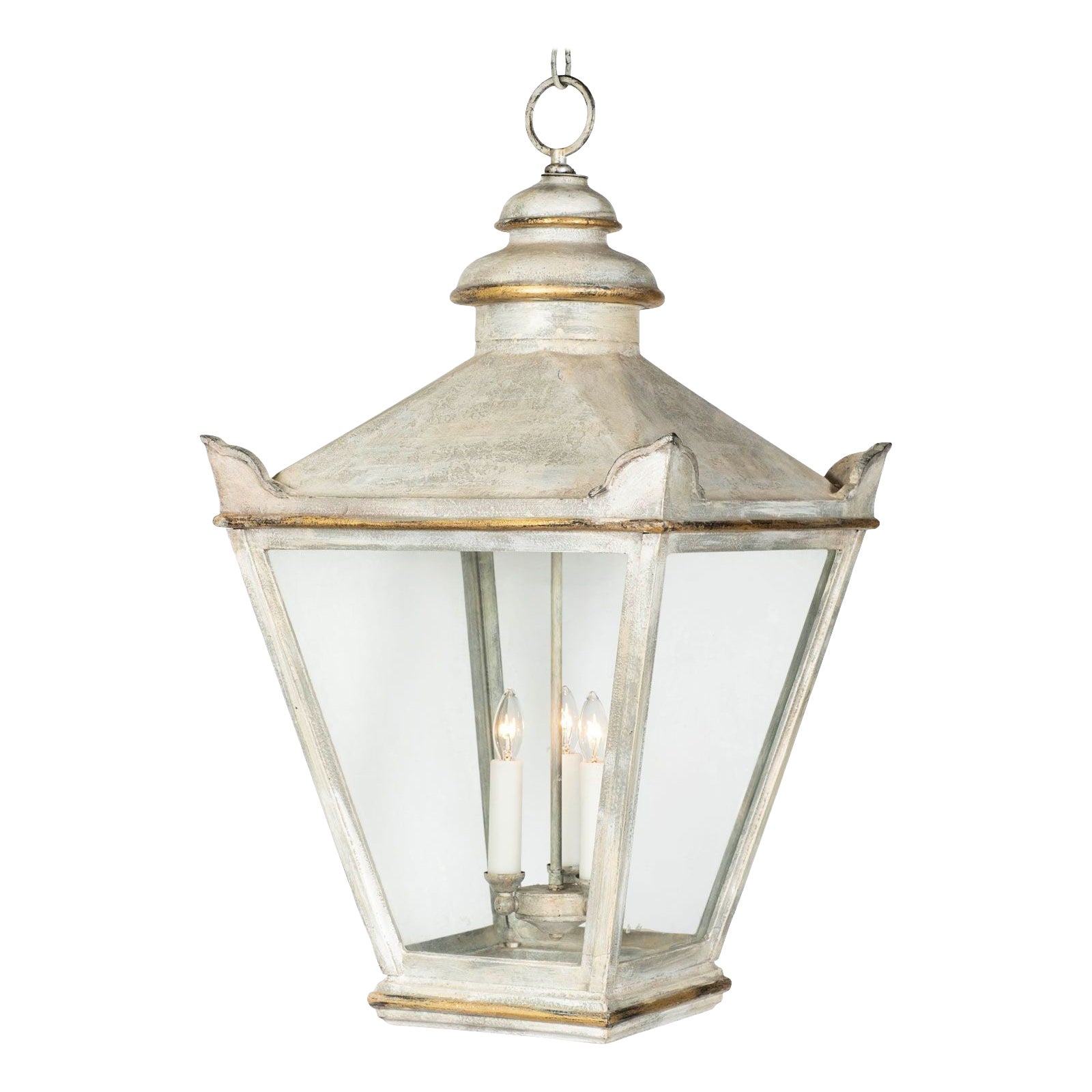 Lanterna in ferro verniciato grigio chiaro
