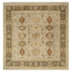 Tapis oriental carré gris clair et doux noué à la main Karajeh Design 10'2" x 10'