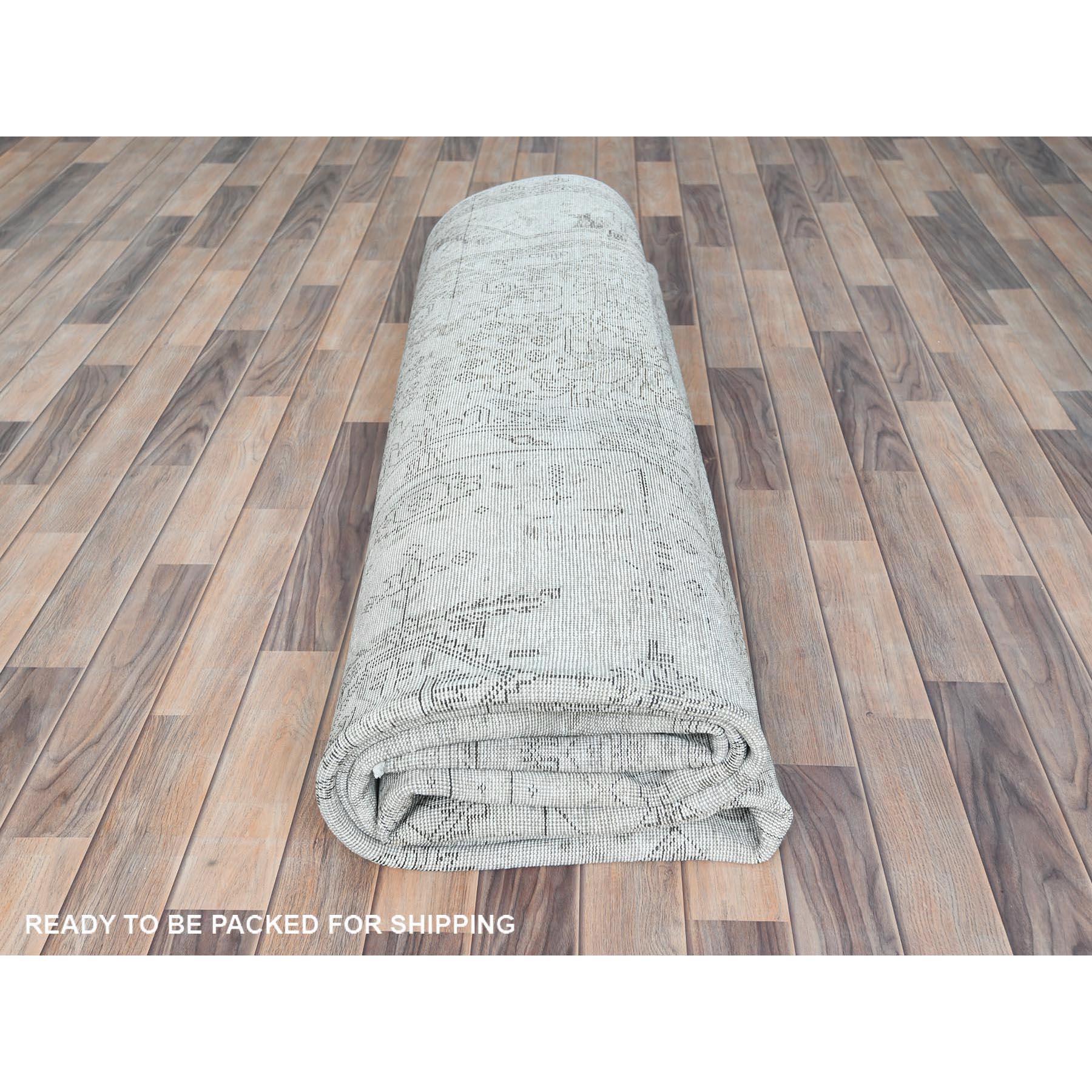 Light Grey Vintage Persian Tabriz Distressed Feel Worn Wool Hand Knotted Rug For Sale 4