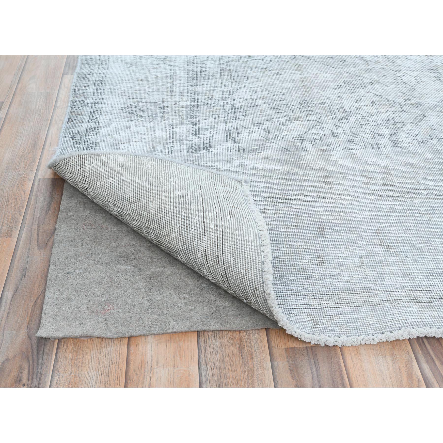 Light Grey Vintage Persian Tabriz Distressed Feel Worn Wool Hand Knotted Rug In Good Condition For Sale In Carlstadt, NJ