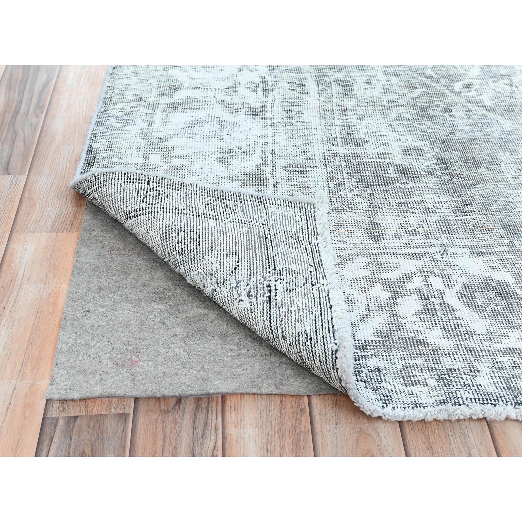 Light Grey Vintage Persian Tabriz Worn Down Rustic Feel Wool Hand Knotted Rug In Good Condition For Sale In Carlstadt, NJ