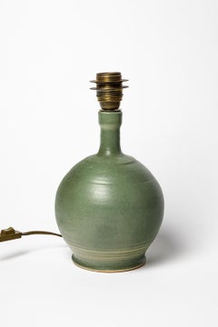 Lámpara de sobremesa de cerámica de diseño verde claro del siglo XX pieza única
