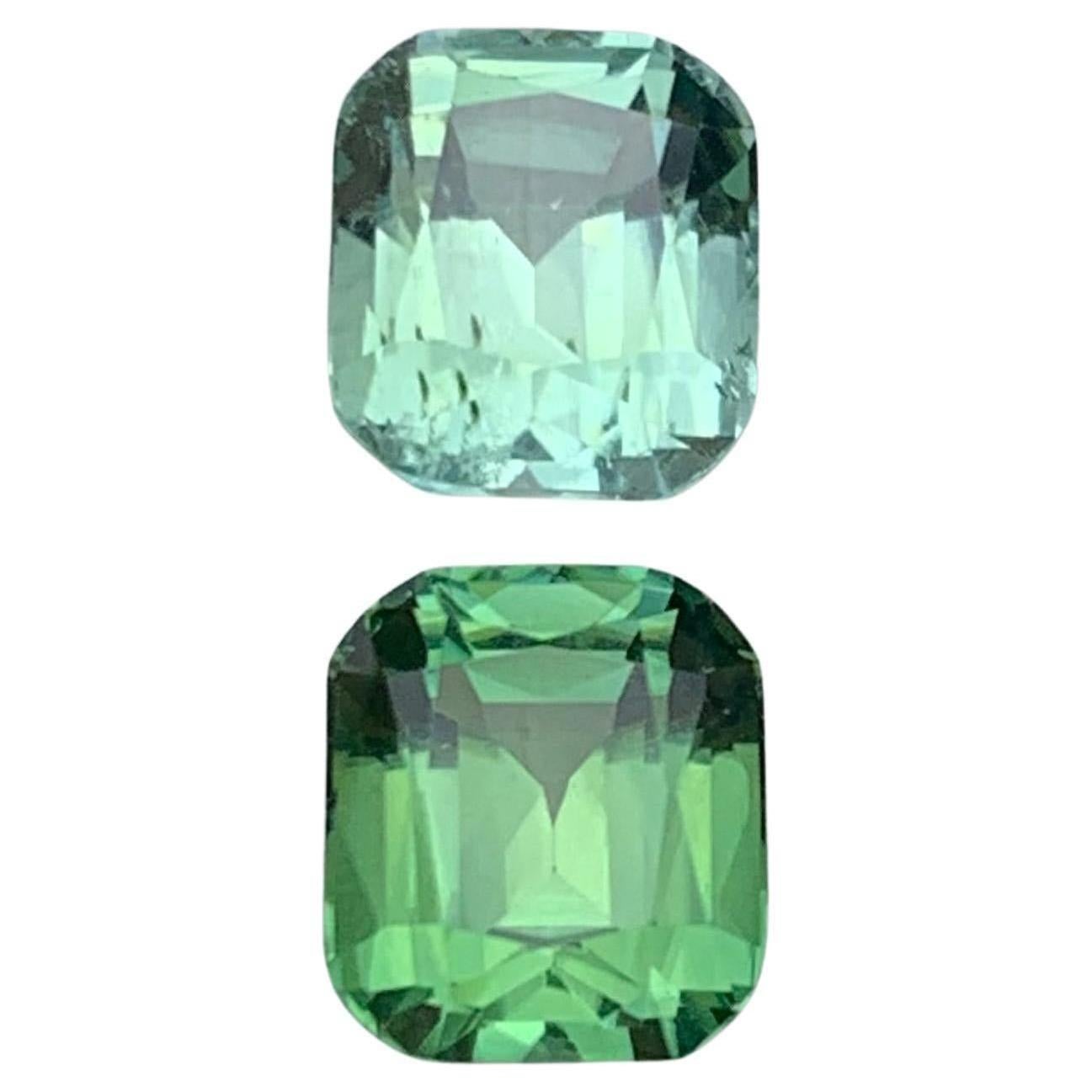 Pareja de gemas sueltas de turmalina natural verde claro y verde manzana 3,90 TC